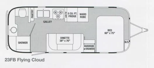 Airstream Flying Cloud 23FB floor plan