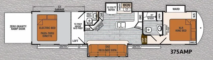 Forest River XLR Thunderbolt 375AMP floor plan