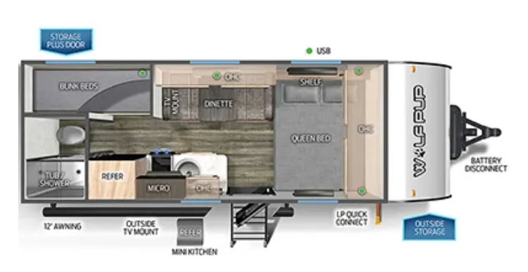 Forest River Cherokee Wolf Pup 16BHS floor plan