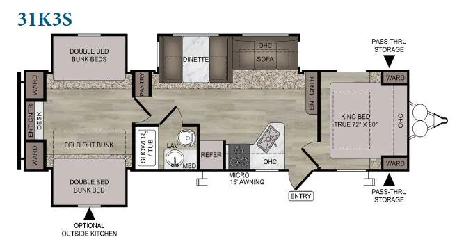 2021 East to West Silver Lake 31K3S - Floor plan