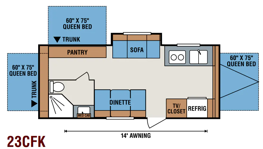 K-Z Coyote 23CFK floor plan