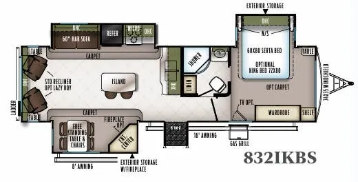 Forest River Flagstaff Classic Super Lite 832IKBS floor plan