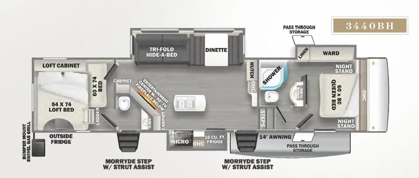 Forest River Sandpiper 3440BH floor plan
