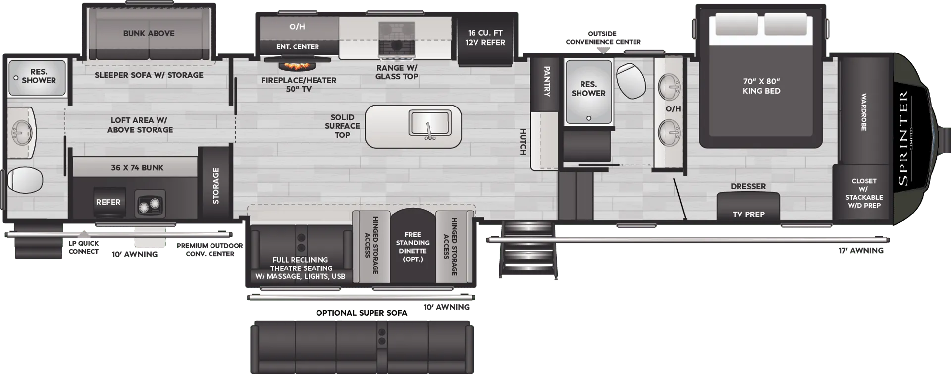 Keystone Sprinter Limited 3900DBL floor plan