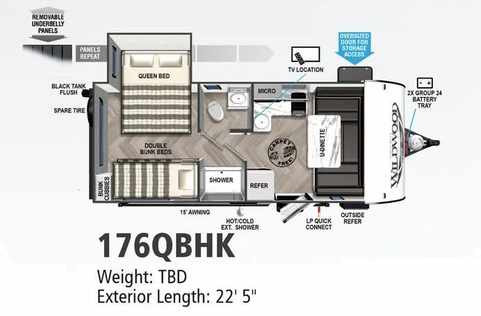 Forest River Wildwood FSX 176QBHK floor plan