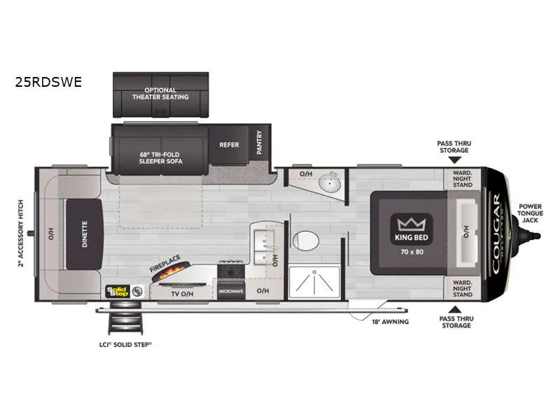 2022 Keystone RV Cougar Half-Ton 25RDSWE - Floor plan