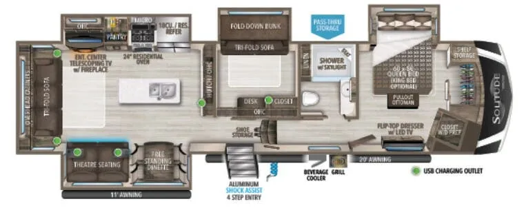 Grand Design Solitude 378MBS floor plan