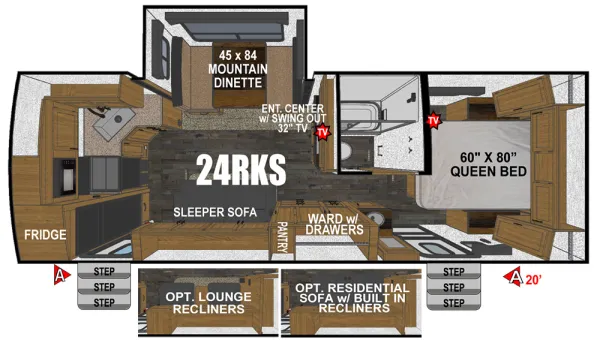2027 Outdoors RV Timber Ridge Titanium Series 24RKS floor plan