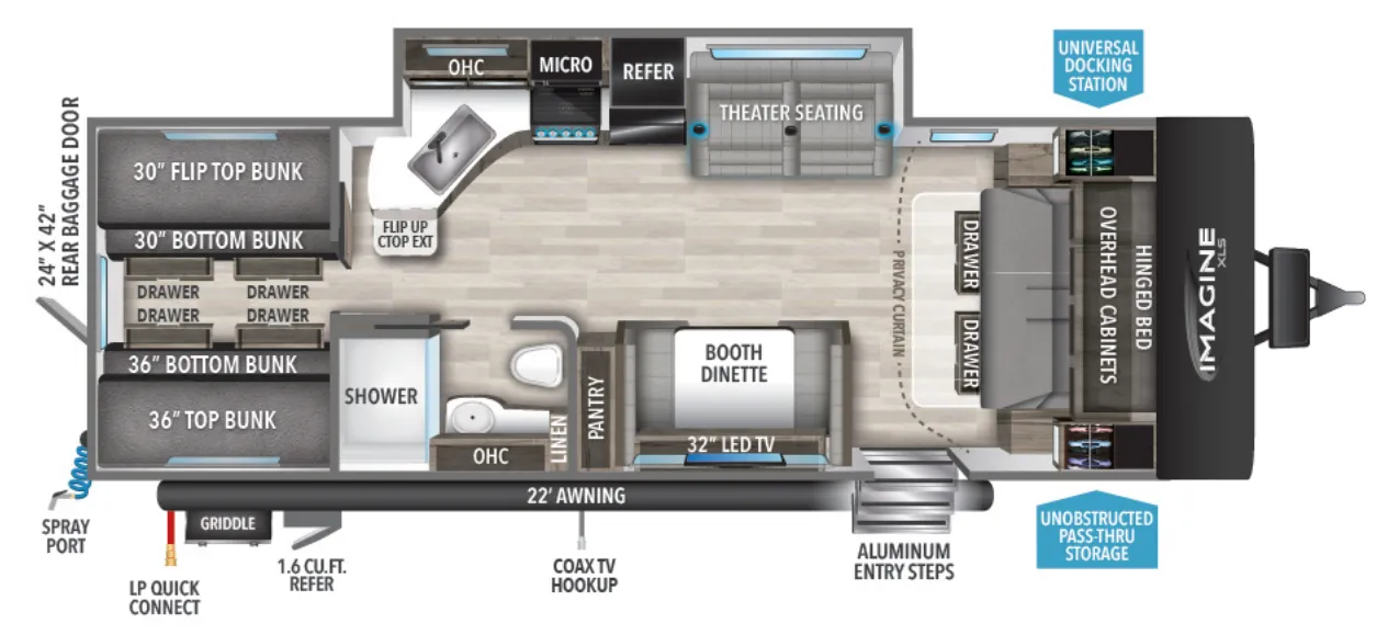 2023 Grand Design Imagine XLS 25BHE - Floor plan