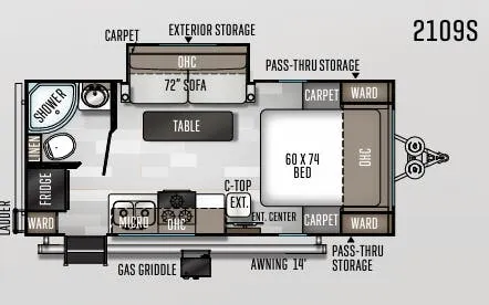 Forest River Rockwood Mini Lite 2109S floor plan
