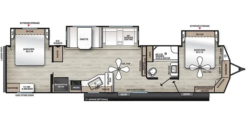 Coachmen Catalina Destination 40BHTS2Q floor plan