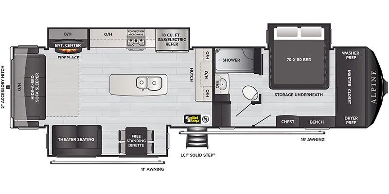 2022 Keystone Alpine 3220RL - Floor plan