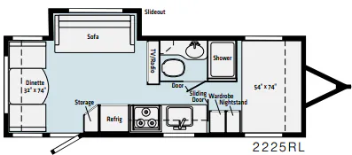 2022 Winnebago Micro Minnie 2225RL - Floor plan