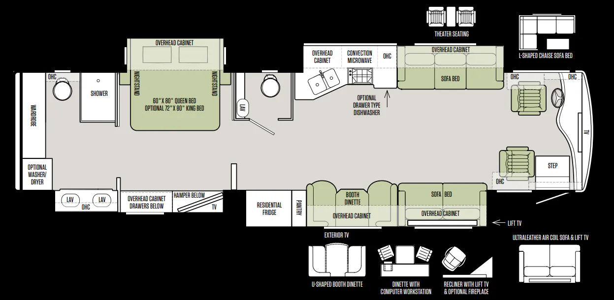 Tiffin Phaeton 40 IH floor plan