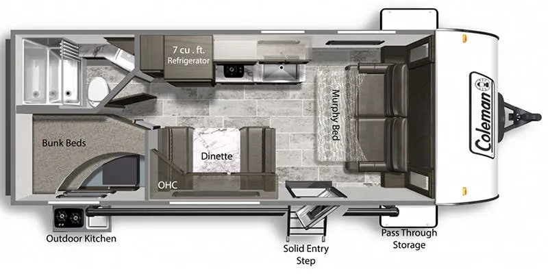 2018 Dutchmen Coleman Light 2125BH floor plan