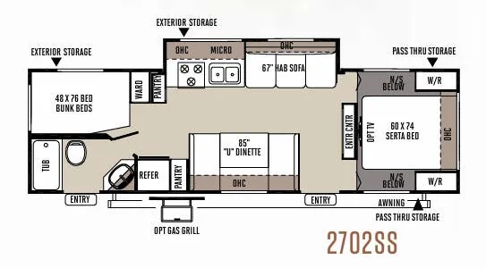 Forest River Rockwood Ultra Lite 2702SS floor plan