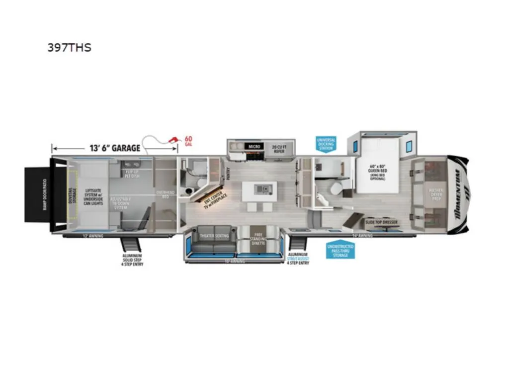2026 Grand Design Momentum 397TH - Floor plan