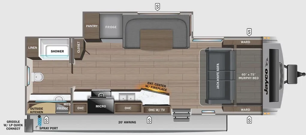 Jayco White Hawk 24MRB floor plan