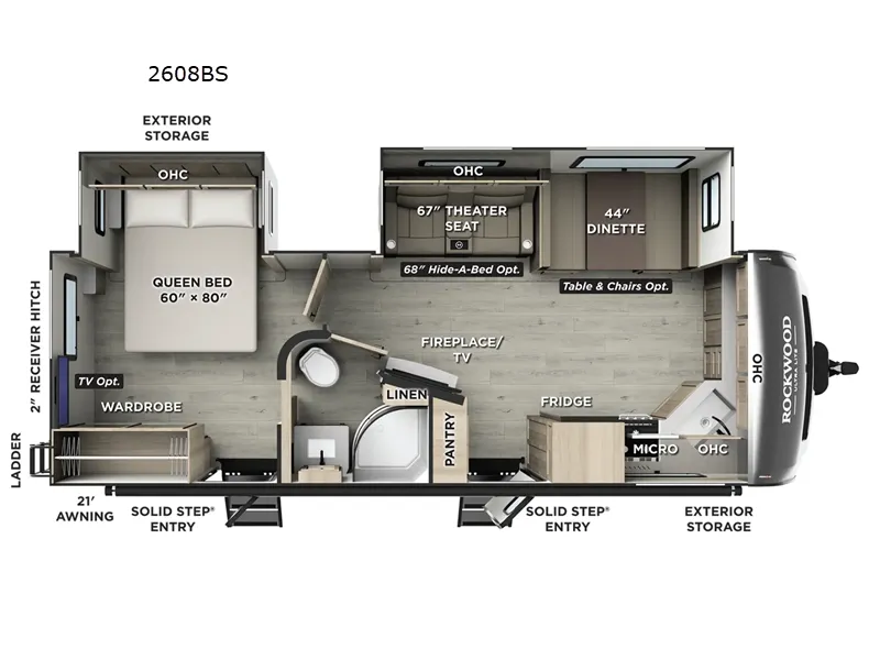 2026 Forest River Rockwood 2608BS floor plan