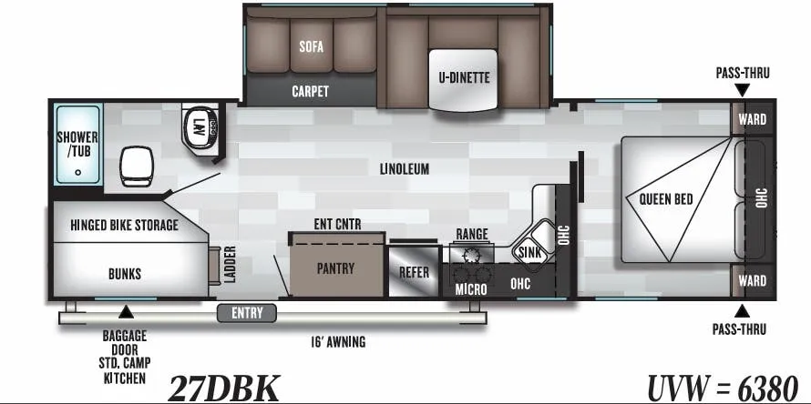 2019 FOREST RIVER SALEM 27DBK floor plan