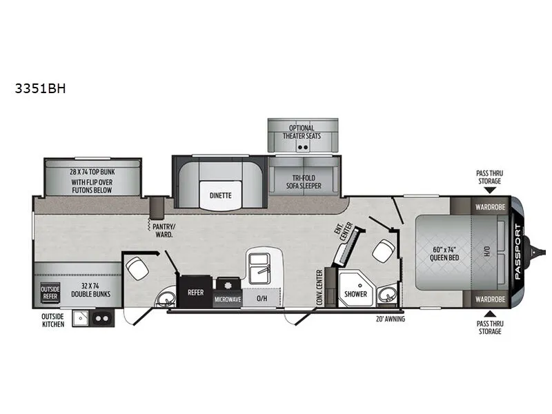 2020 Keystone Passport GT 3351BH - Floor plan