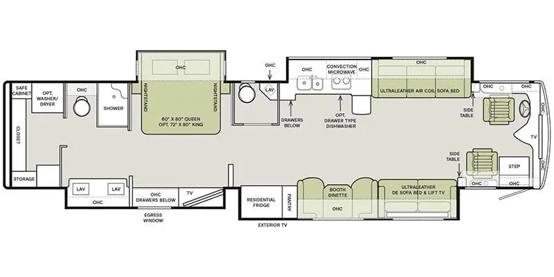 2018 Tiffin Phaeton 44 OH floor plan
