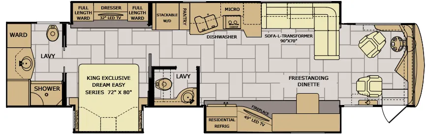 Fleetwood Discovery LXE 40D floor plan
