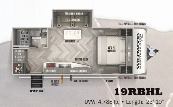 2022 Forest River Wildwood Heritage Glen Hyper-Lyte 19RBHL - Floor plan