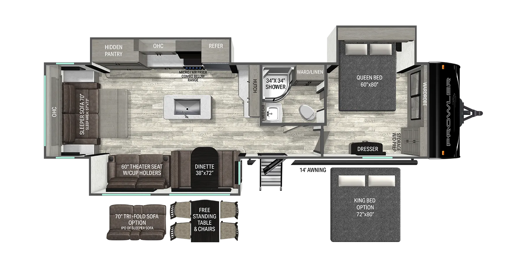 Heartland Prowler 3301RLT floor plan