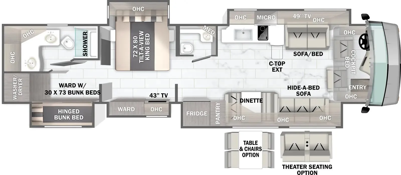 Forest River Berkshire XLT 45E floor plan