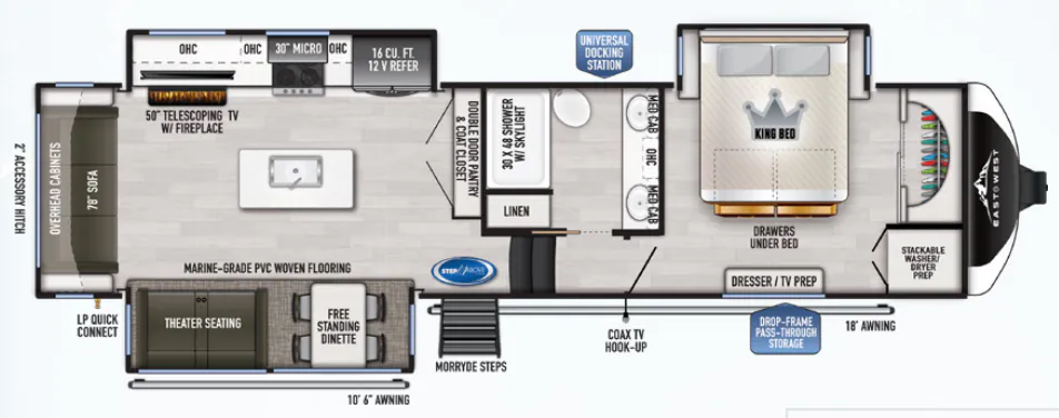 East to West Ahara 365RL floor plan