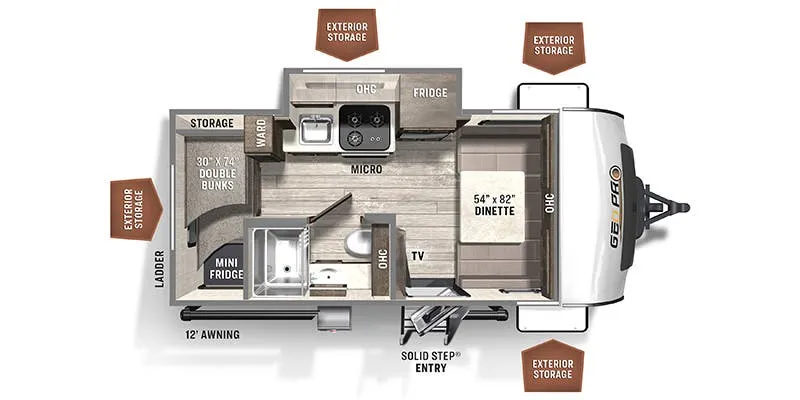 Forest River Rockwood Geo Pro G16BH floor plan