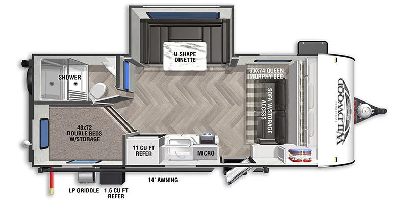 2022 Forest River Wildwood FSX 178BHSK - Floor plan