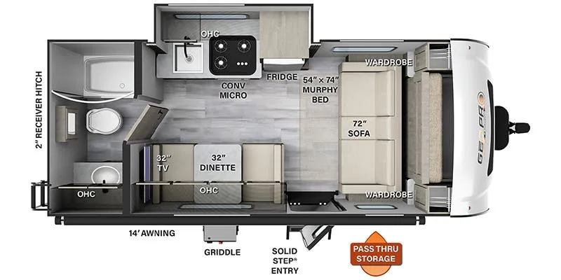 2024 Forest River Rockwood Geo Pro G19FDS floor plan