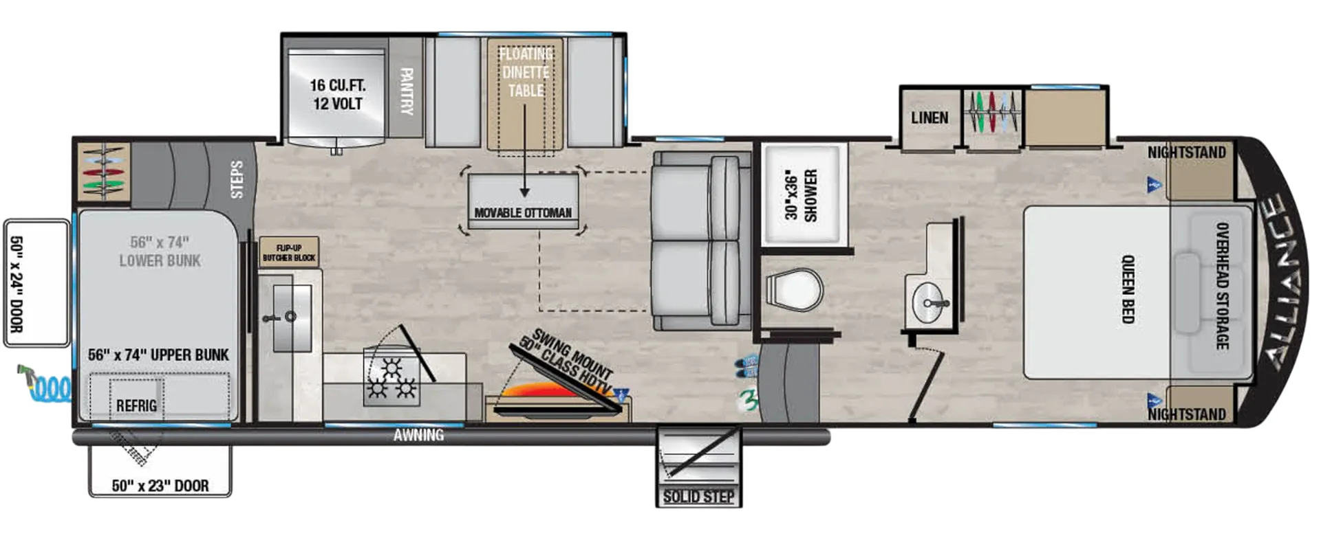 Alliance RV Avenue 31BHS floor plan