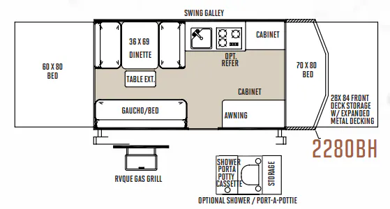 Forest River Rockwood Freedom 2280BH floor plan