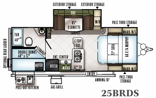 Forest River Flagstaff Micro Lite 25BRDS floor plan
