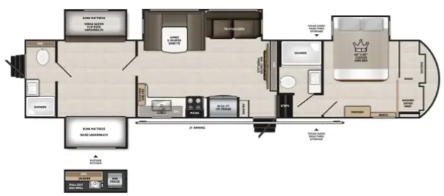 Forest River Wildwood Heritage Glen 356QB floor plan