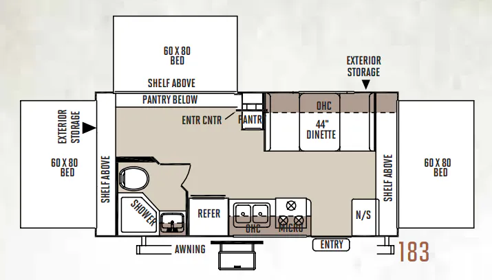 Forest River Rockwood Roo 183 floor plan