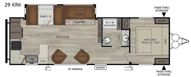 2020 East to West Della Terra 29 KRK floor plan
