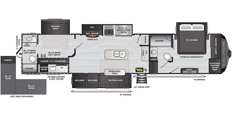Keystone Avalanche 395BH floor plan