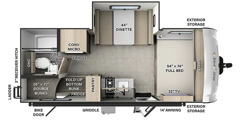 2025 Forest River Rockwood Geo Pro G20BH floor plan