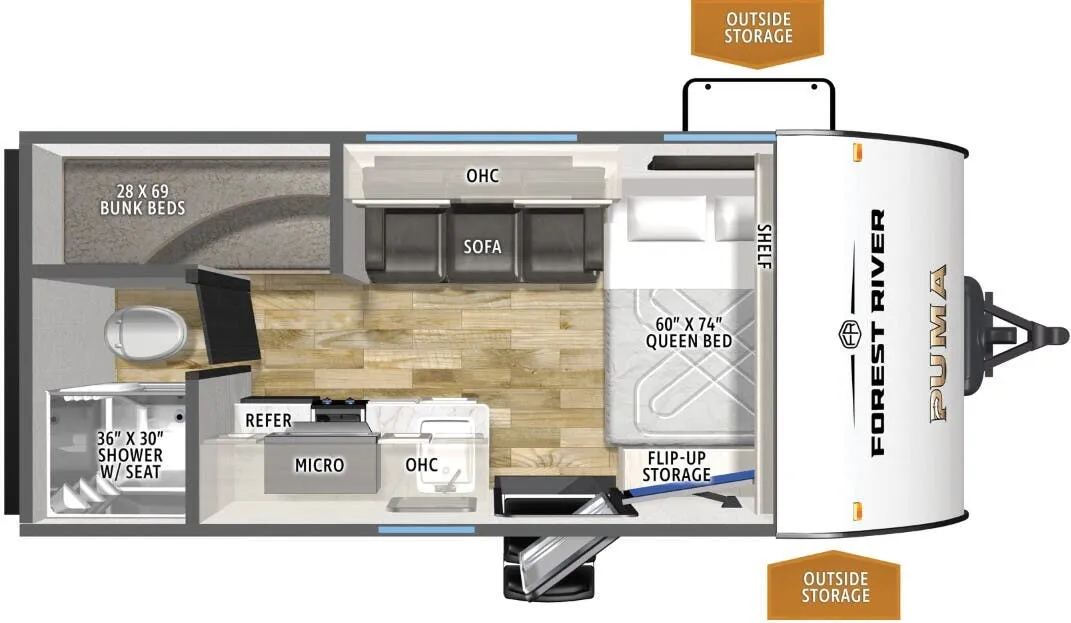 2026 Forest River Puma Camping Edition 16BHCE - Floor plan