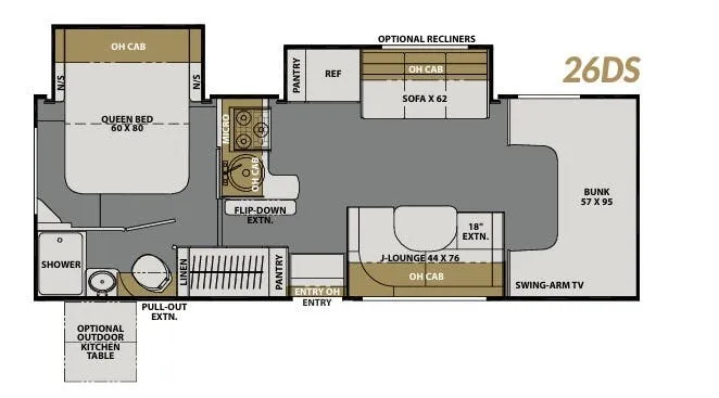 2021 Coachmen Freelander Premier 26DS - Floor plan