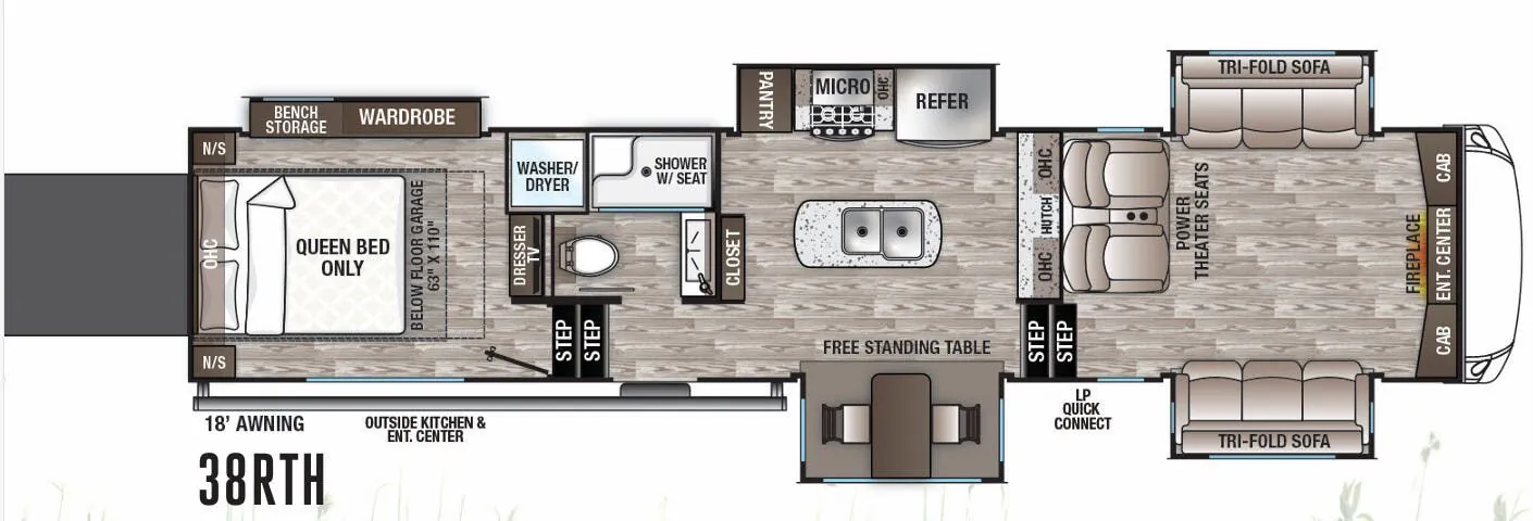 Forest River Cedar Creek Hathaway Edition 38RTH floor plan