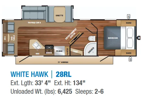 Jayco White Hawk 28RL floor plan