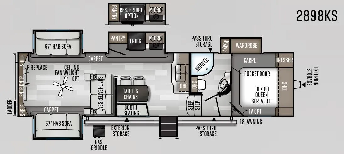 Forest River Rockwood Ultra Lite 2898KS floor plan