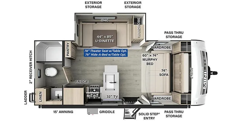 2025 Forest River Rockwood Mini Lite 2214S floor plan
