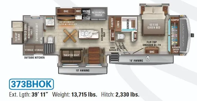 2021 Jayco North Point 373BHOK — Floor plan