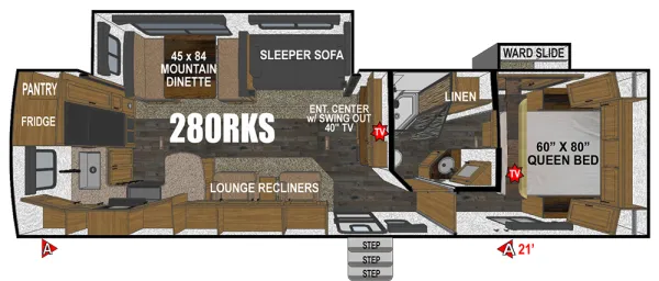 2025 Outdoors RV Black Stone Mountain Series 280RKS floor plan